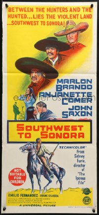 3c230 APPALOOSA Aust daybill 1966 art of Marlon Brando, Southwest to Sonora!