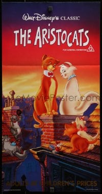 3c231 ARISTOCATS Aust daybill R1986 Walt Disney feline jazz musical cartoon, great colorful image!