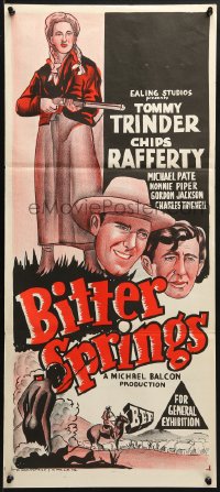 3c242 BITTER SPRINGS Aust daybill 1950 Australian western starring Chips Rafferty, cool art!