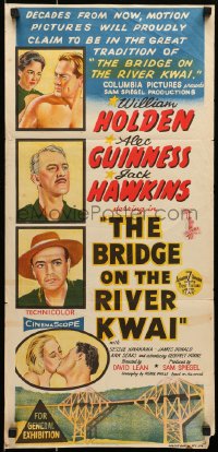 3c255 BRIDGE ON THE RIVER KWAI Aust daybill 1958 William Holden, David Lean classic, art!