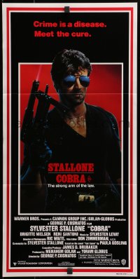 3c273 COBRA Aust daybill 1986 crime is a disease and Sylvester Stallone is the cure!