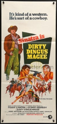 3c295 DIRTY DINGUS MAGEE Aust daybill 1970 Frank Sinatra & Kennedy holding guns on each other!