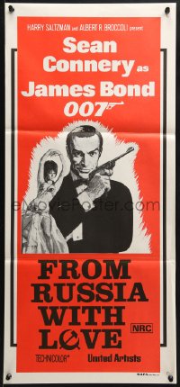 3c328 FROM RUSSIA WITH LOVE Aust daybill R1970s Connery is the unkillable James Bond 007, different!