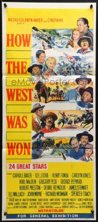 3c354 HOW THE WEST WAS WON Aust daybill 1964 John Ford, Debbie Reynolds, Gregory Peck!