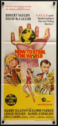3c358 HOW TO STEAL THE WORLD Aust daybill 1968 Robert Vaughn is The Man from UNCLE, different art!