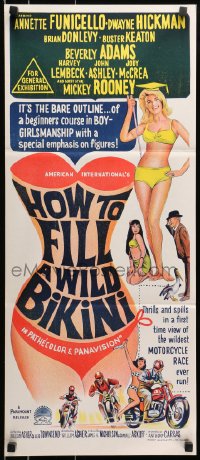 3c359 HOW TO STUFF A WILD BIKINI Aust daybill 1965 Annette Funicello, Buster Keaton, bikini art!