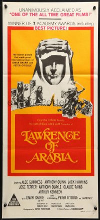 3c386 LAWRENCE OF ARABIA Aust daybill R1970s David Lean classic, winner of 7 Oscars!