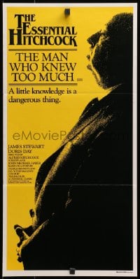 3c404 MAN WHO KNEW TOO MUCH Aust daybill R1983 great full-length image of director Alfred Hitchcock