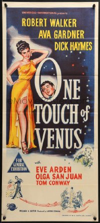 3c434 ONE TOUCH OF VENUS Aust daybill 1948 Robert Walker, incredibly sexy art of Ava Gardner!