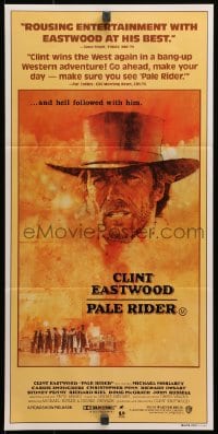 3c439 PALE RIDER Aust daybill 1985 great artwork of cowboy Clint Eastwood by C. Michael Dudash!