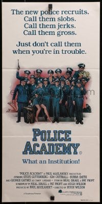 3c450 POLICE ACADEMY Aust daybill 1984 Steve Guttenberg, Kim Cattrall, Drew Struzan police artwork!