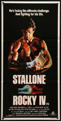 3c477 ROCKY IV Aust daybill 1985 great image of heavyweight boxing champ Sylvester Stallone!