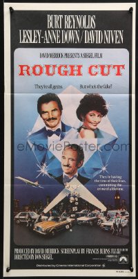 3c481 ROUGH CUT Aust daybill 1980 Don Siegel, Burt Reynolds, sexy Lesley-Anne Down!