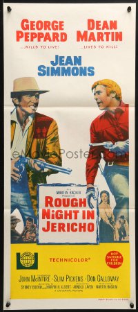 3c482 ROUGH NIGHT IN JERICHO Aust daybill 1967 Dean Martin & George Peppard with guns drawn!