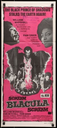 3c488 SCREAM BLACULA SCREAM Aust daybill 1973 image of black vampire William Marshall & Pam Grier!