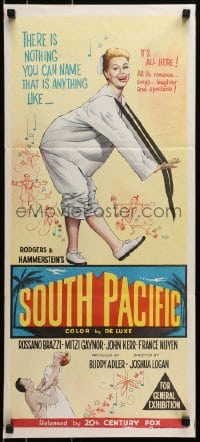 3c499 SOUTH PACIFIC Aust daybill 1959 art of Mitzi Gaynor, Rodgers & Hammerstein musical!