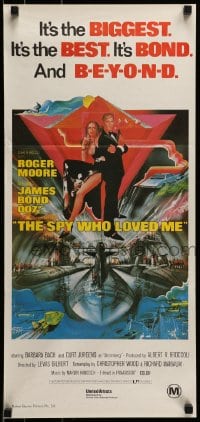 3c500 SPY WHO LOVED ME Aust daybill R1980s great art of Roger Moore as James Bond 007 by Bob Peak!