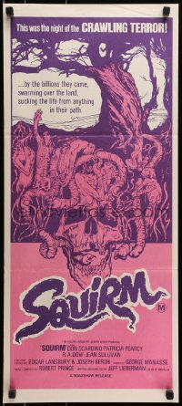 3c502 SQUIRM Aust daybill 1976 wild Drew Struzan horror art, it was the night of the crawling terror!