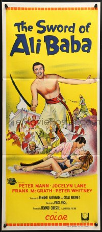 3c519 SWORD OF ALI BABA Aust daybill 1965 art of barechested Peter Mann, fantasy!