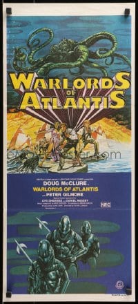 3c560 WARLORDS OF ATLANTIS Aust daybill 1978 really cool different fantasy artwork with monsters!