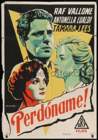 3c004 PERDONAMI Colombian poster 1954 Raf Vallone loves the sister of his brother's murderer!