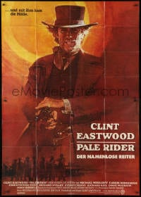 3c580 PALE RIDER German 2p 1985 great HUGE artwork of cowboy Clint Eastwood by David Grove!