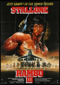 3c581 RAMBO III German 2p 1988 Sylvester Stallone returns as John Rambo, best Renato Casaro art!