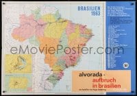 3c585 ALVORADA - BRAZIL'S CHANGING FACE German 33x47 1962 cool map of South America!