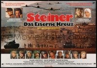 3c592 CROSS OF IRON German 33x47 1977 Sam Peckinpah, portraits of top cast over WWII battlefield!