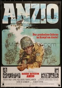 3c684 ANZIO German 1968 different art of Robert Mitchum, Peter Falk, & others in World War II!