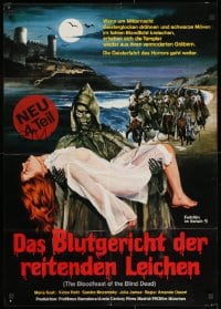 3c879 NIGHT OF THE SEAGULLS German 1975 cool artwork of zombie carrying sexy babe!