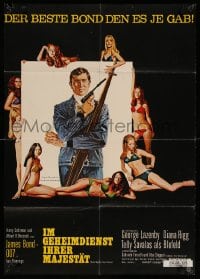 3c885 ON HER MAJESTY'S SECRET SERVICE vertical German 1969 Lazenby's only appearance as James Bond