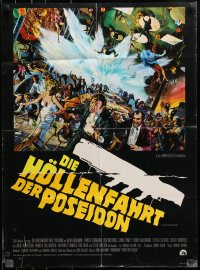 3c895 POSEIDON ADVENTURE German 1973 Mort Kunstler art of Gene Hackman & passengers escaping!