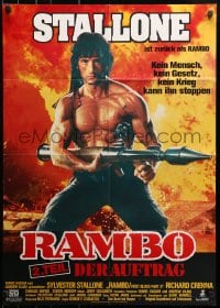 3c898 RAMBO FIRST BLOOD PART II German 1985 no man, no law, no war can stop Sylvester Stallone!