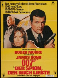 3c926 SPY WHO LOVED ME German 1977 Roger Moore as James Bond, Bach on yellow background, rare!