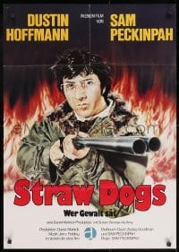 3c940 STRAW DOGS German R1981 completely different art of Dustin Hoffman, directed by Sam Peckinpah