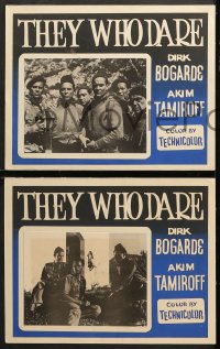3c003 THEY WHO DARE 3 Canadian LCs 1954 artwork of Dirk Bogarde, directed by Lewis Milestone!