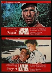 3c030 AFRICAN QUEEN 12 Spanish LCs R1980 great images of Humphrey Bogart & Katharine Hepburn!