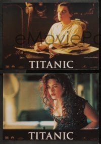 3c028 TITANIC 8 Spanish LCs 1997 Leonardo DiCaprio, Kate Winslet, directed by James Cameron!