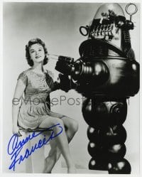 3d754 ANNE FRANCIS signed 8x10 REPRO still 2001 posing with Robby the Robot in Forbidden Planet!