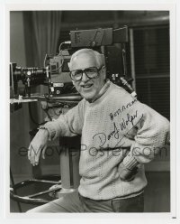 3d798 DAVID L. WOLPER signed 8x10 REPRO still 1980s the movie producer standing by camera!