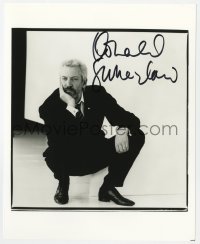 3d807 DONALD SUTHERLAND signed 8x10 REPRO still 2000s great crouching portrait later in his career!