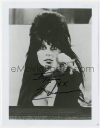 3d819 ELVIRA signed 8x10.25 REPRO still 1980s great close portrait of the sexy horror icon!