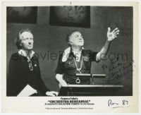 3d502 FEDERICO FELLINI signed 8x10 still 1979 standing at podium in Orchestra Rehearsal!