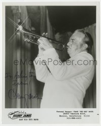 3d517 HARRY JAMES signed 8x10 music publicity still 1970s the band leader playing his trumpet!