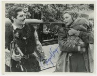 3d523 INGRID BERGMAN signed 8x10 still 1965 with Omar Sharif by car in The Yellow Rolls-Royce!