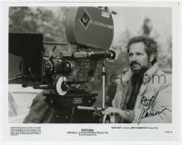 3d543 JEFF KANEW signed candid 8x10 still 1984 behind camera directing on the set of Gotcha!