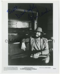 3d556 JOHN LANDIS signed candid 8x10 still 1981 directing on the set of American Werewolf in London!