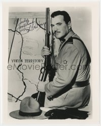 3d875 JOHN PRESTON signed 8x10 REPRO still 1970s in Canadian Mountie uniform with rifle by map!