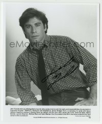 3d559 JOHN TRAVOLTA signed 8x9.75 still 1985 great youthful portrait when he was in Perfect!